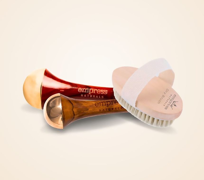 Facial massage tools and a dry brush